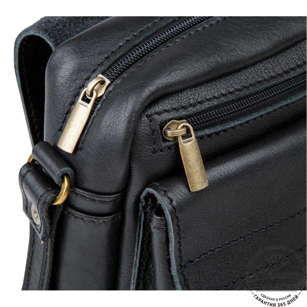 Кожаная сумка через плечо "Шерлок" (черная)